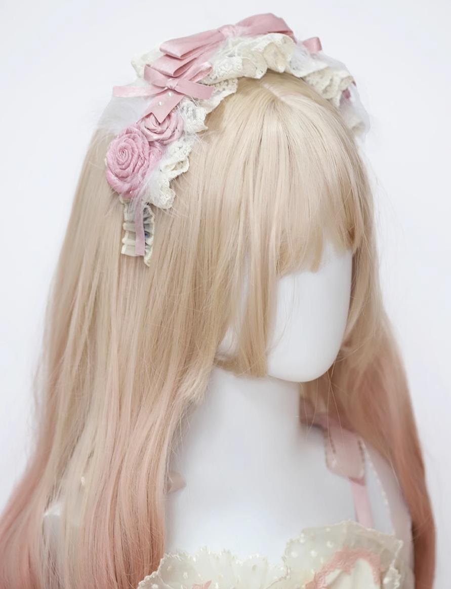 Satin Ballet Sweet Lolita Feather Bow Headdress - image 3
