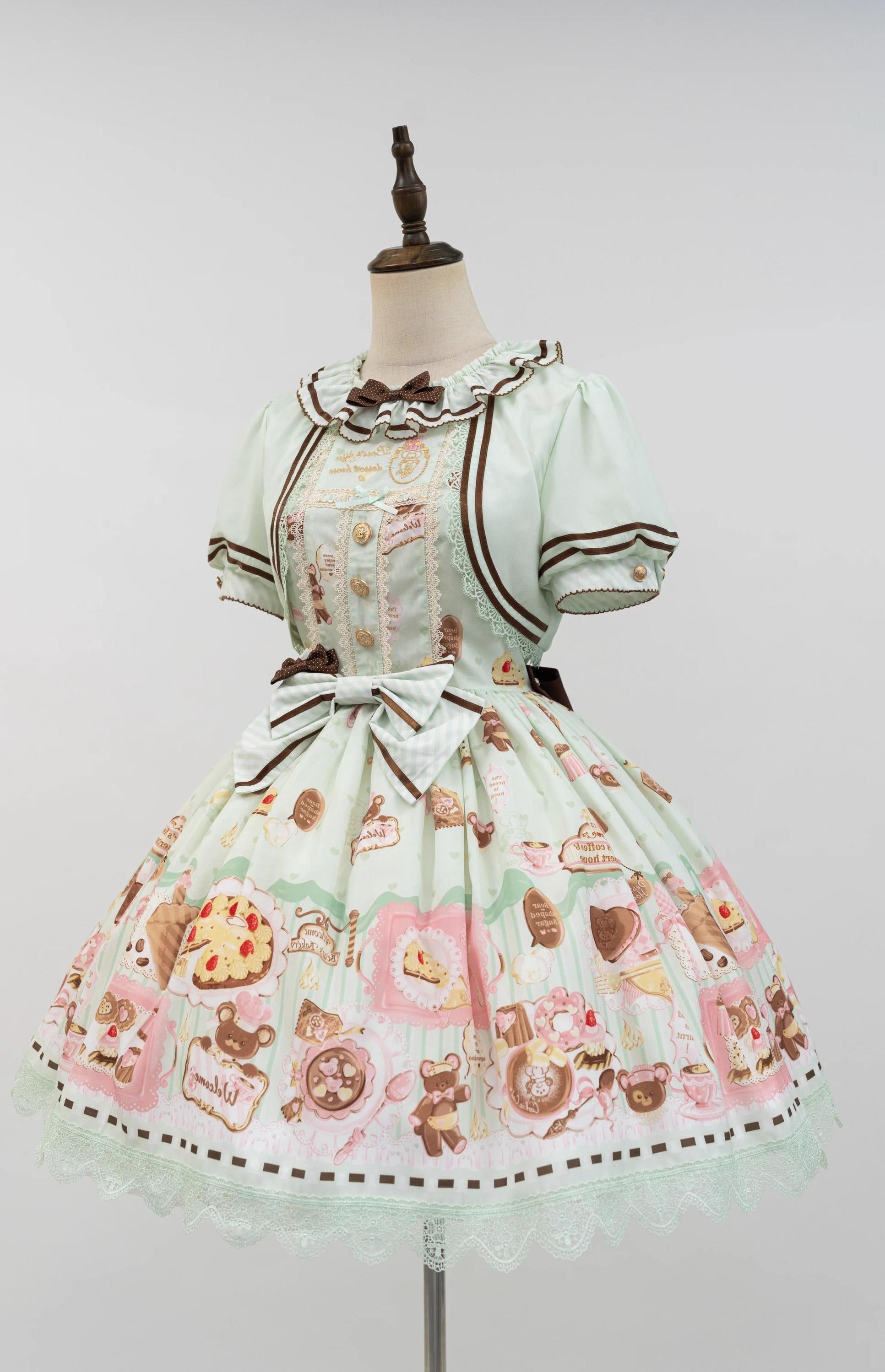 Dream Teahouse - Dessert Print Kawaii Lolita OP Dress Suit - image 44