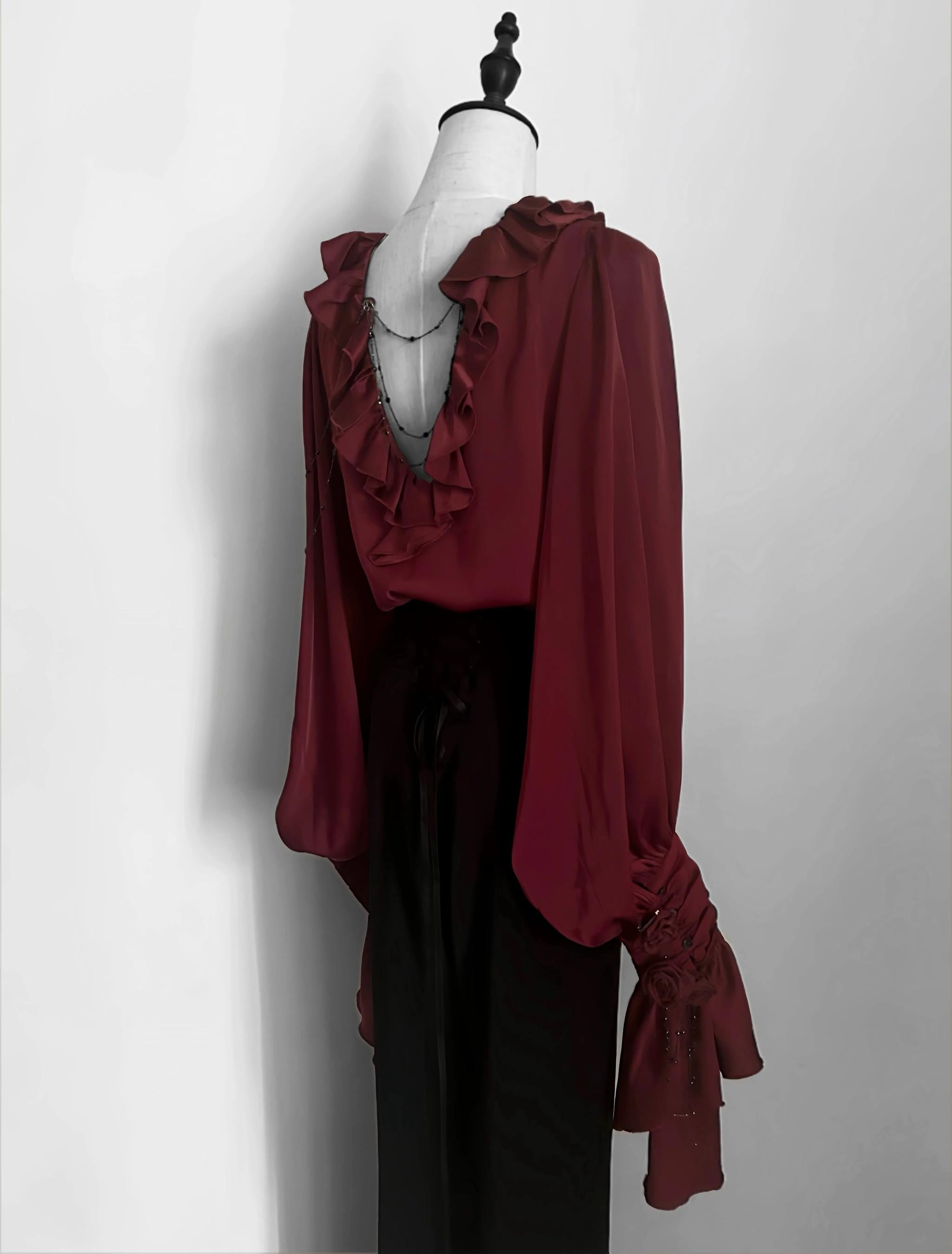 Ouji Lolita V-Line Backless Blouse & Slight Flare Pants - image 10