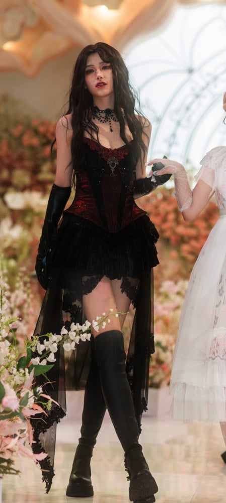 Goth Spiderweb Lace Wine Red Vampire Boned Corset - image 10