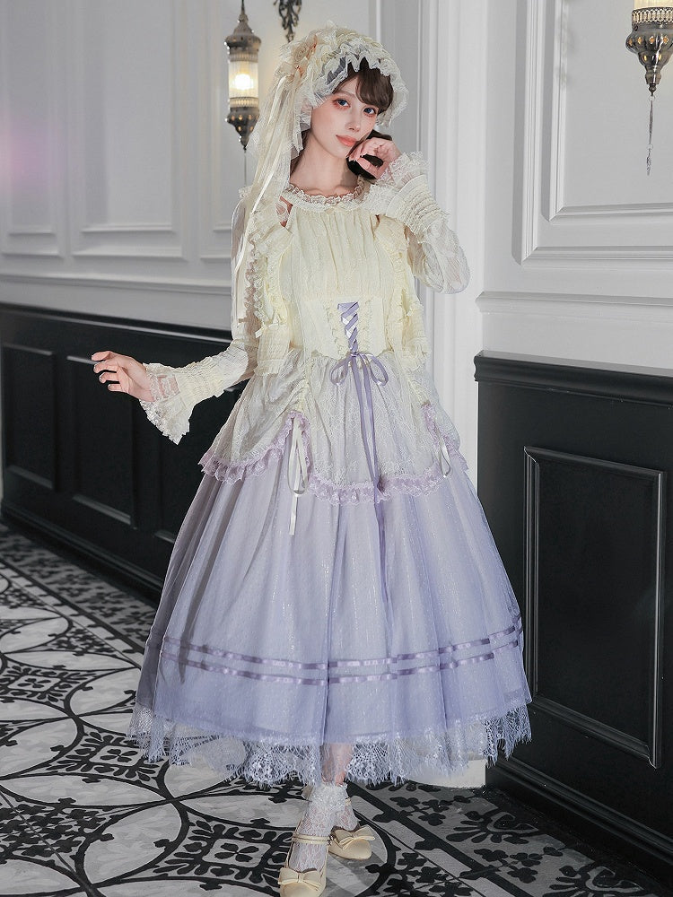Purple Classic Gradient Lolita JSK Set with Cardigan and Hair Accessories - image 1