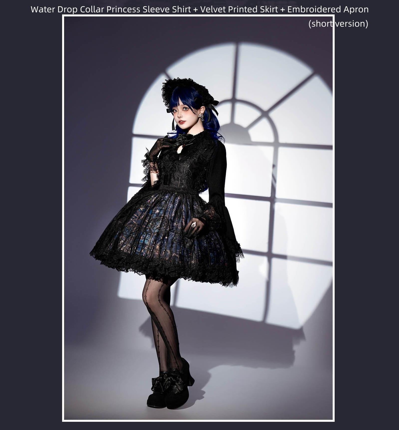 Night Traveler - Classic Gothic Lolita Dress with Stained Glass Window Print - image 40