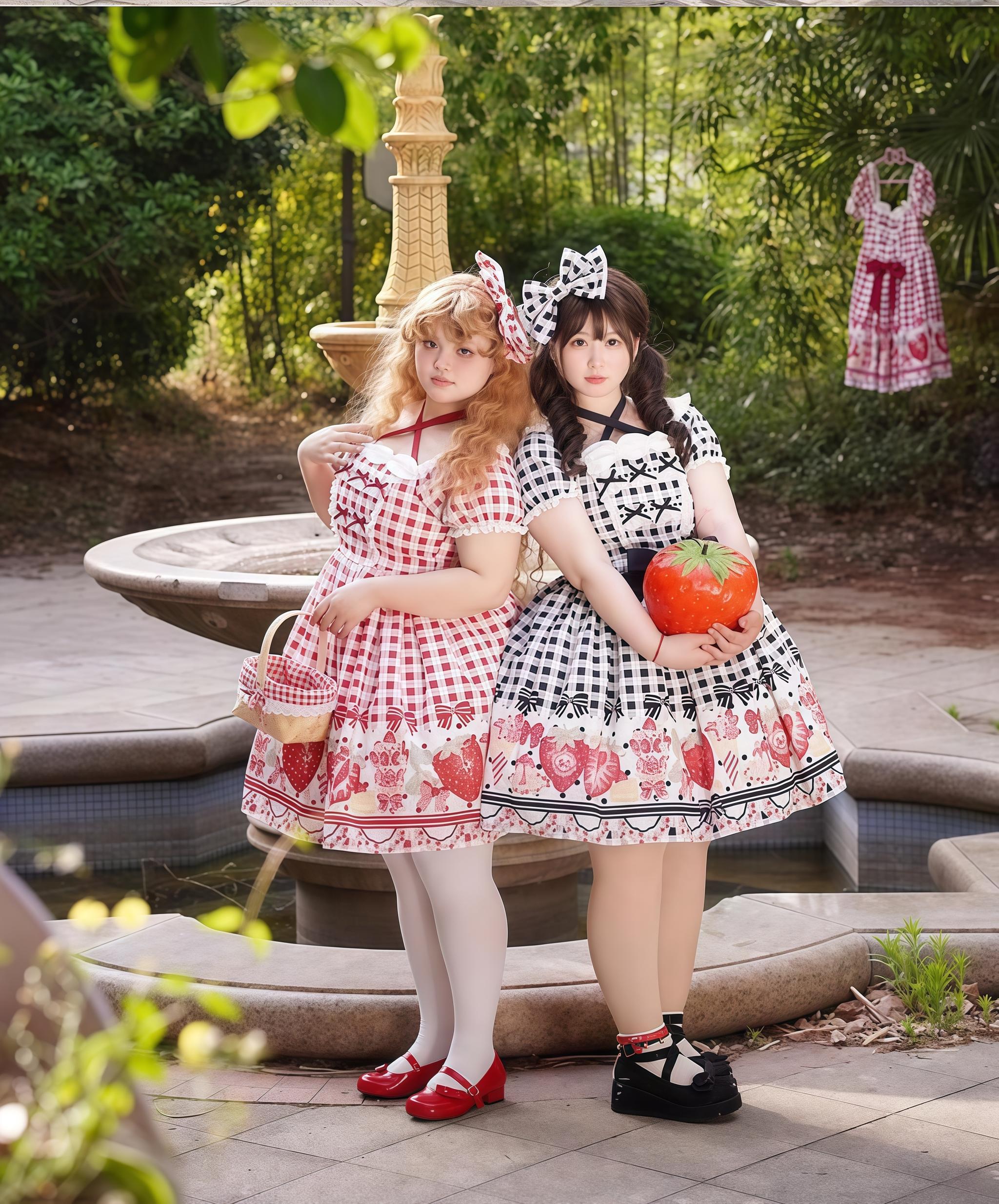 Gingham Strawberry - Plus Size Country Lolita OP Dress - image 1