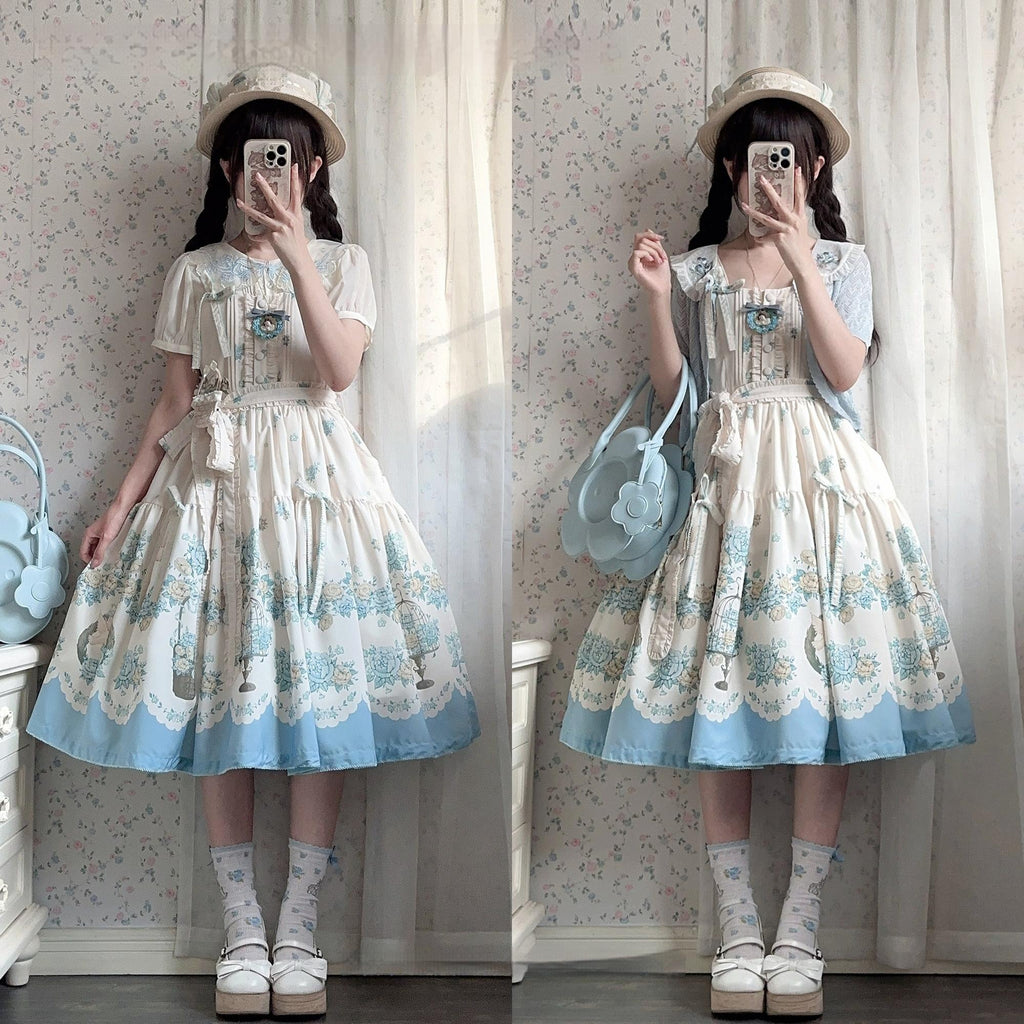 Floral and Bird Series - Classic Lolita JSK Dress, Floral Print - image 27
