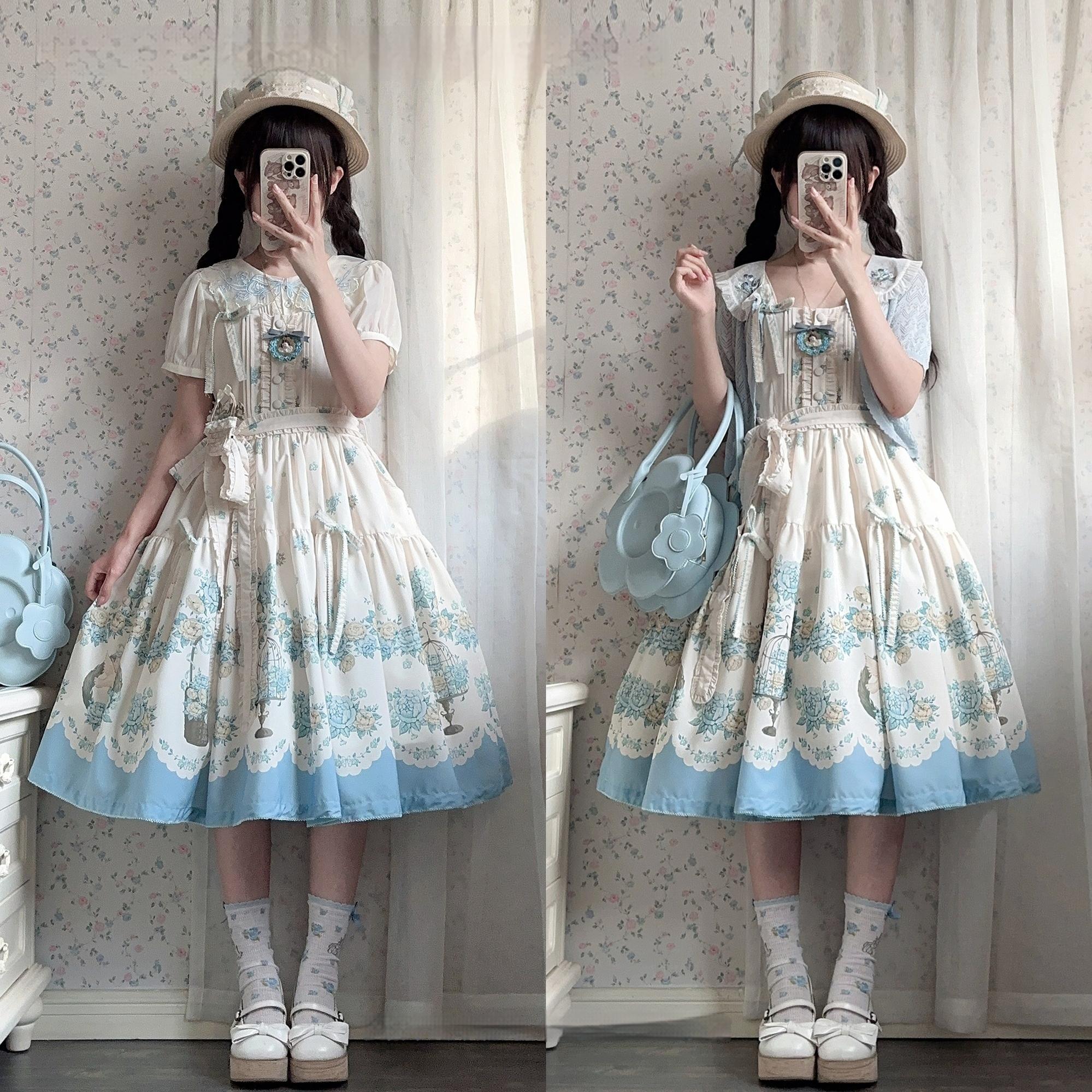 Floral and Bird Series - Classic Lolita JSK Dress, Floral Print - image 27