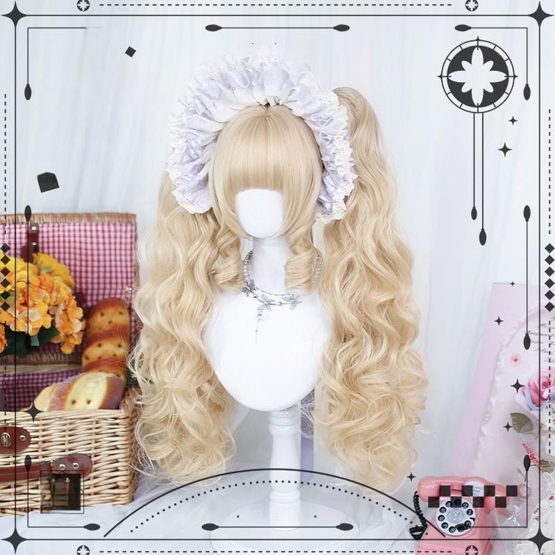 Blonde Sweet Lolita Wig With Roman Roll & Double Ponytails - image 3