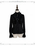 Classic Black Ruffle Lace Long-Sleeve Top - iris de nuit - image 1
