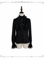 Classic Black Ruffle Lace Long-Sleeve Top - iris de nuit - image 1