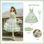 Green Grape - Embroidered Country Lolita OP Dress, Tiered JSK and Accessories - image 29