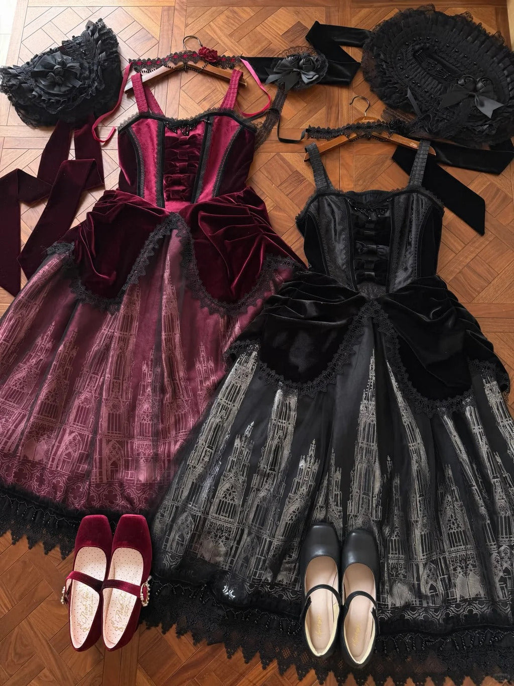 Gothic Cathedral Velvet Lace Corset Lolita JSK and Jacket Set - image 18