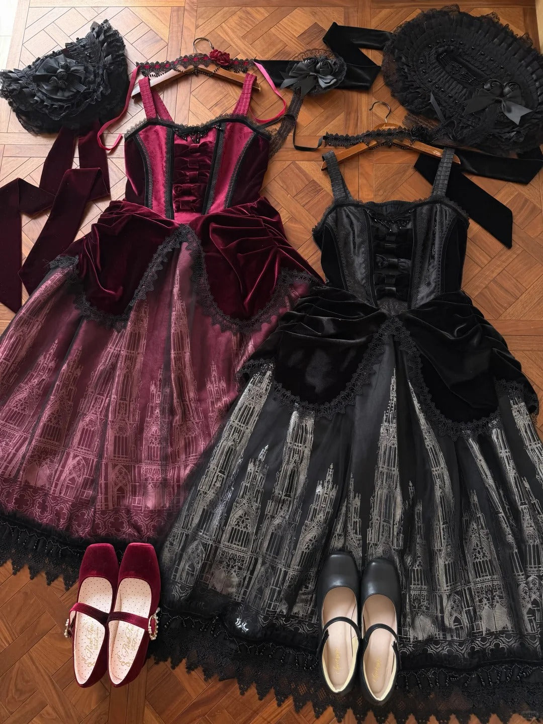 Gothic Cathedral Velvet Lace Corset Lolita JSK and Jacket Set - image 18