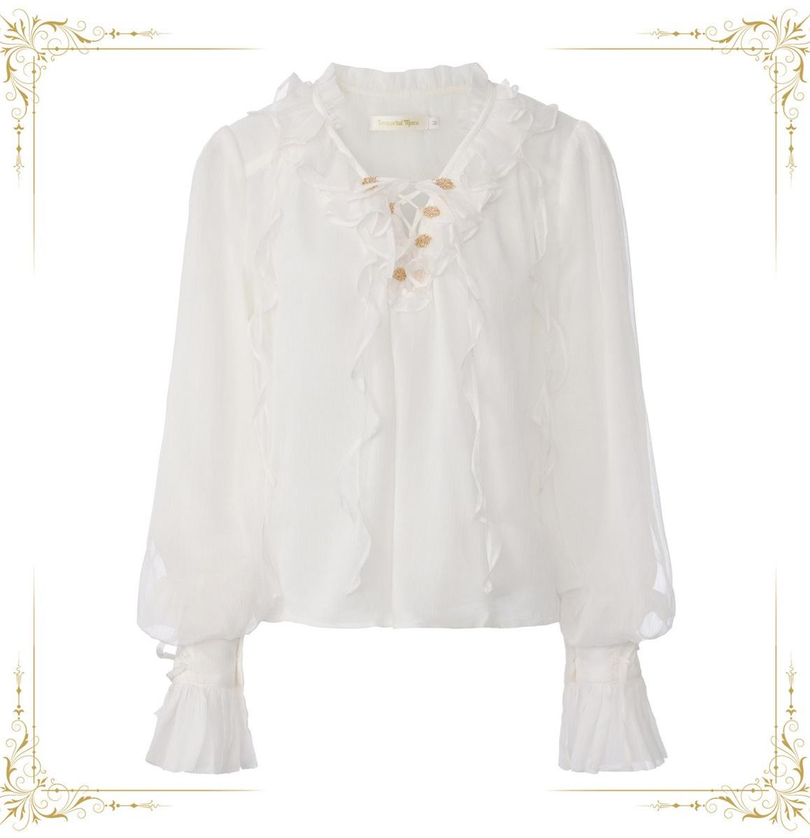 Eternal Treasure Voyage - Ouji Lolita Chiffon Blouse with Ruffles - image 1