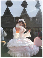 Little Bunny Bakery - Old School Lolita Cotton JSK Dress, Bunny-ear Heart Apron and Accessories - image 10