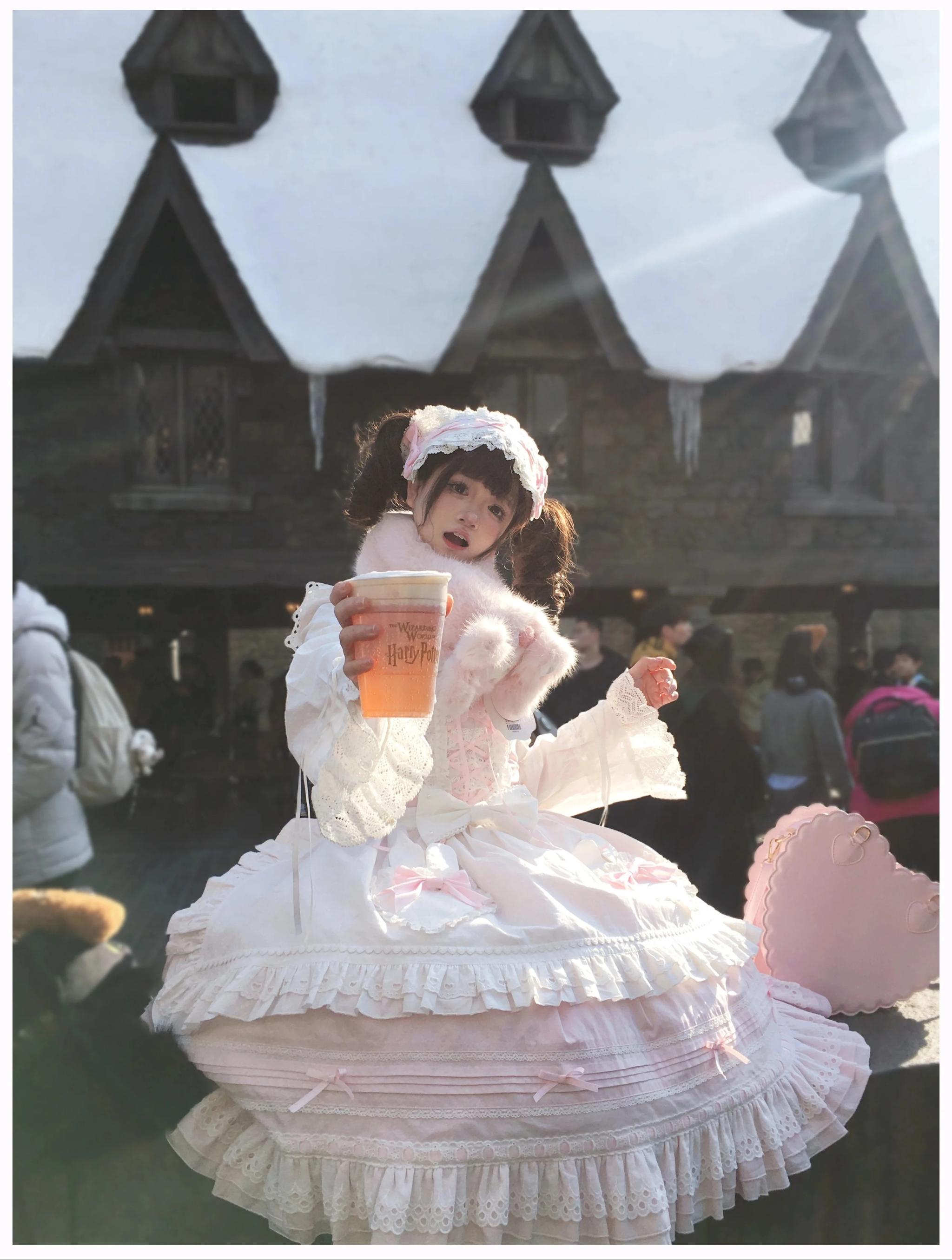 Little Bunny Bakery - Old School Lolita Cotton JSK Dress, Bunny-ear Heart Apron and Accessories - image 10