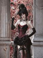 Goth Spiderweb Lace Wine Red Vampire Boned Corset - image 7