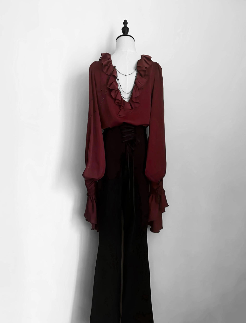 Ouji Lolita V-Line Backless Blouse & Slight Flare Pants - image 9
