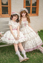 Fragrant Old Dream - Pink Bellflower Lolita OP and JSK Dress - image 2