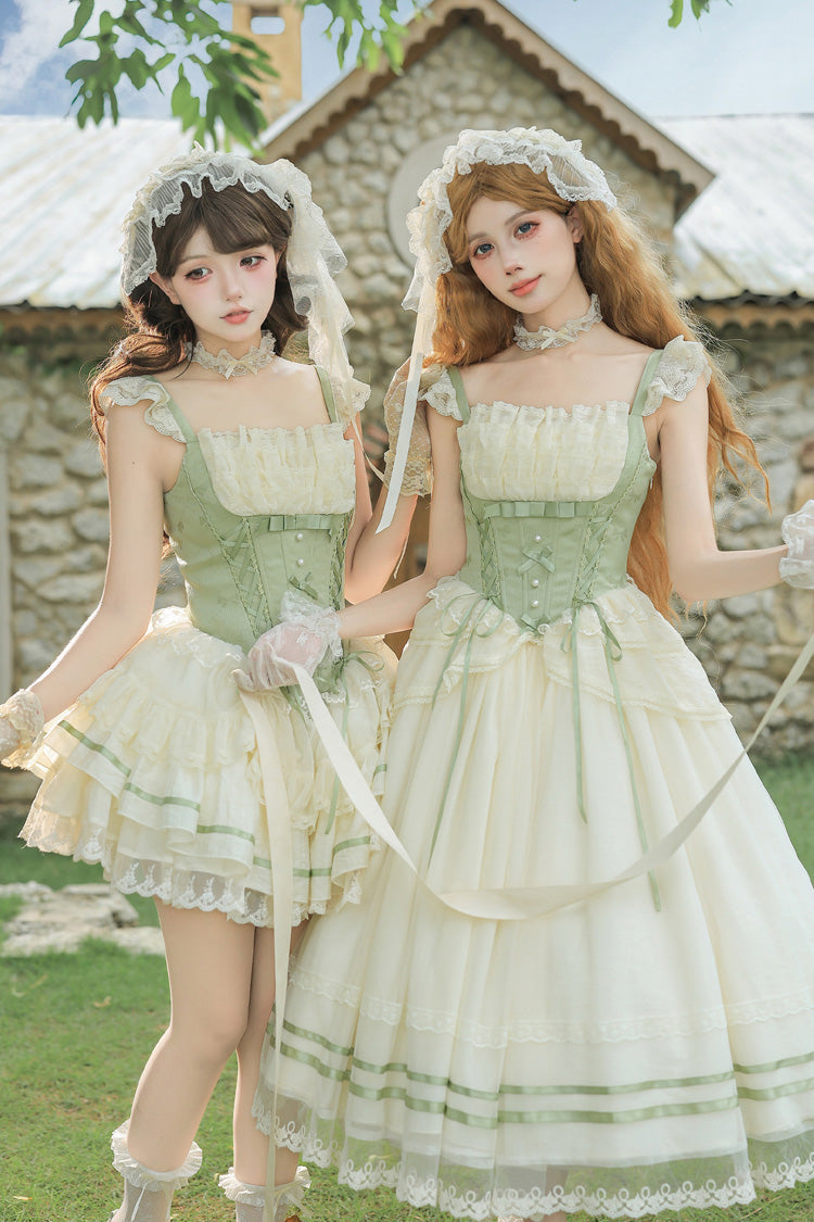Green Fishbone Sweet Lolita JSK Dress Two Versions - image 2