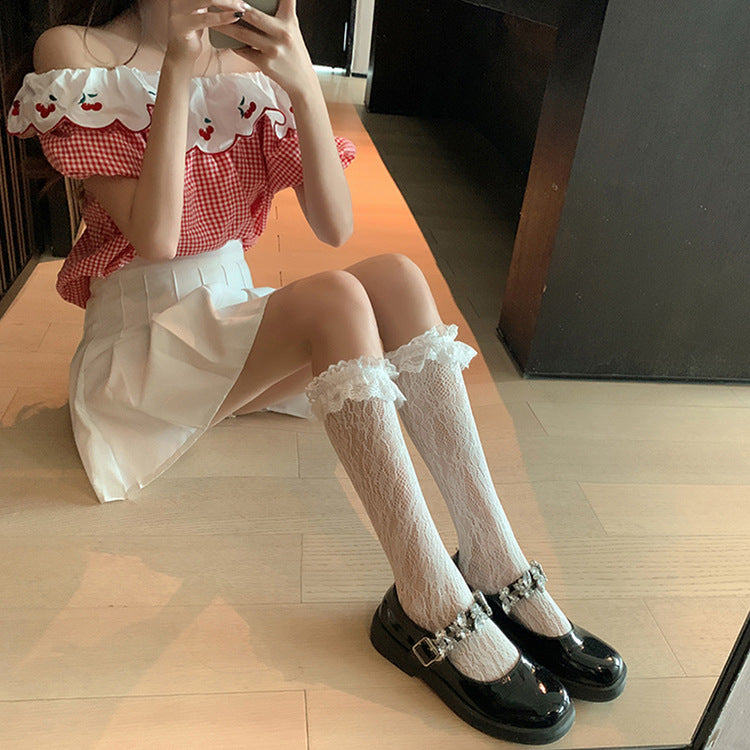 Lolita Socks Black Lace Calf Socks - image 4