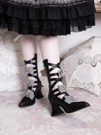 Moon Crow - Gothic Lace-Up Half-Cutout Boots - image 10