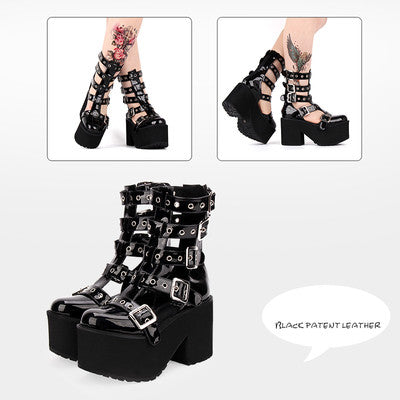 Gothic Lolita Punk Platform Boots Sandals - image 12