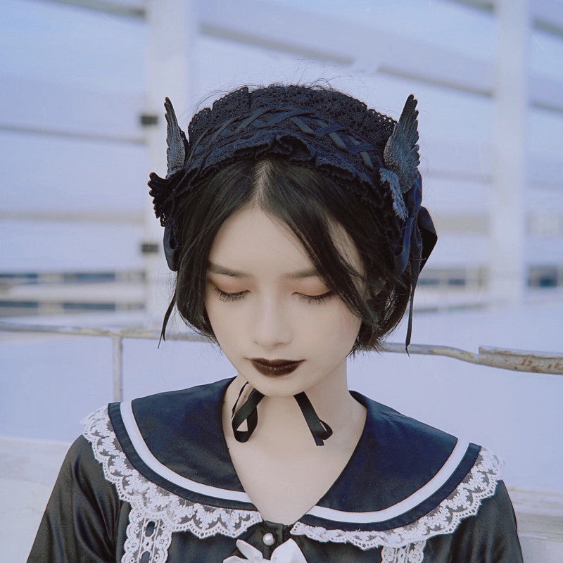 Black Wings Halloween Goth Lolita Hairband - image 2