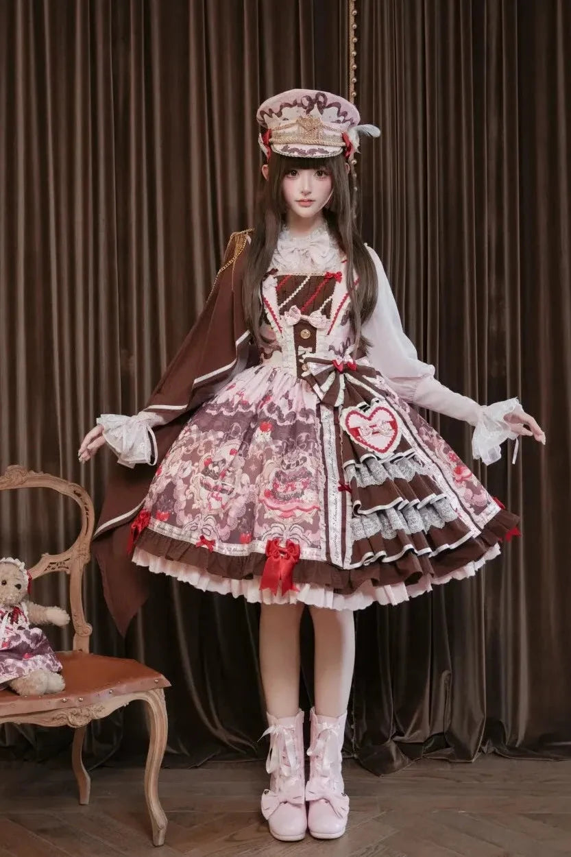 Royal Princess Chocolate Sweet Military Lolita JSK and Accessories - image 1