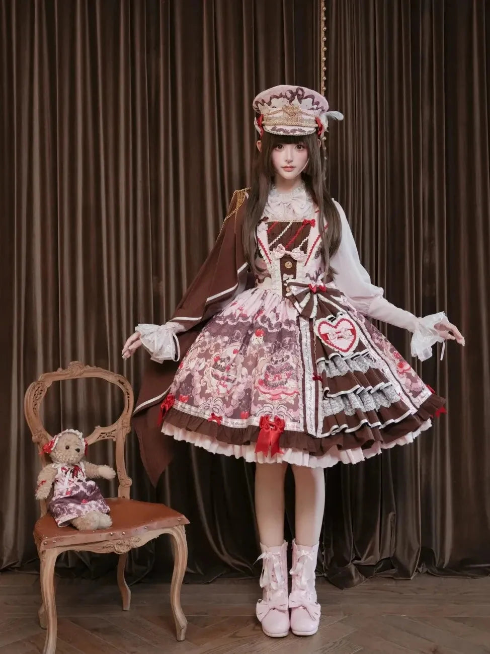 Royal Princess Chocolate Sweet Military Lolita JSK and Accessories - image 4