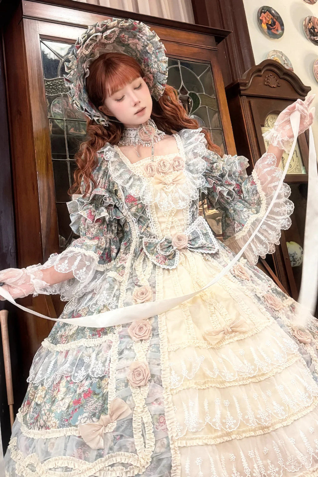 Rococo Flower House Mint Green Vintage Classical Lolita OP Dress - image 1