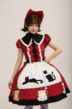 Teacup Cat - Vintage Polka-Dot Lolita OP Set - image 4