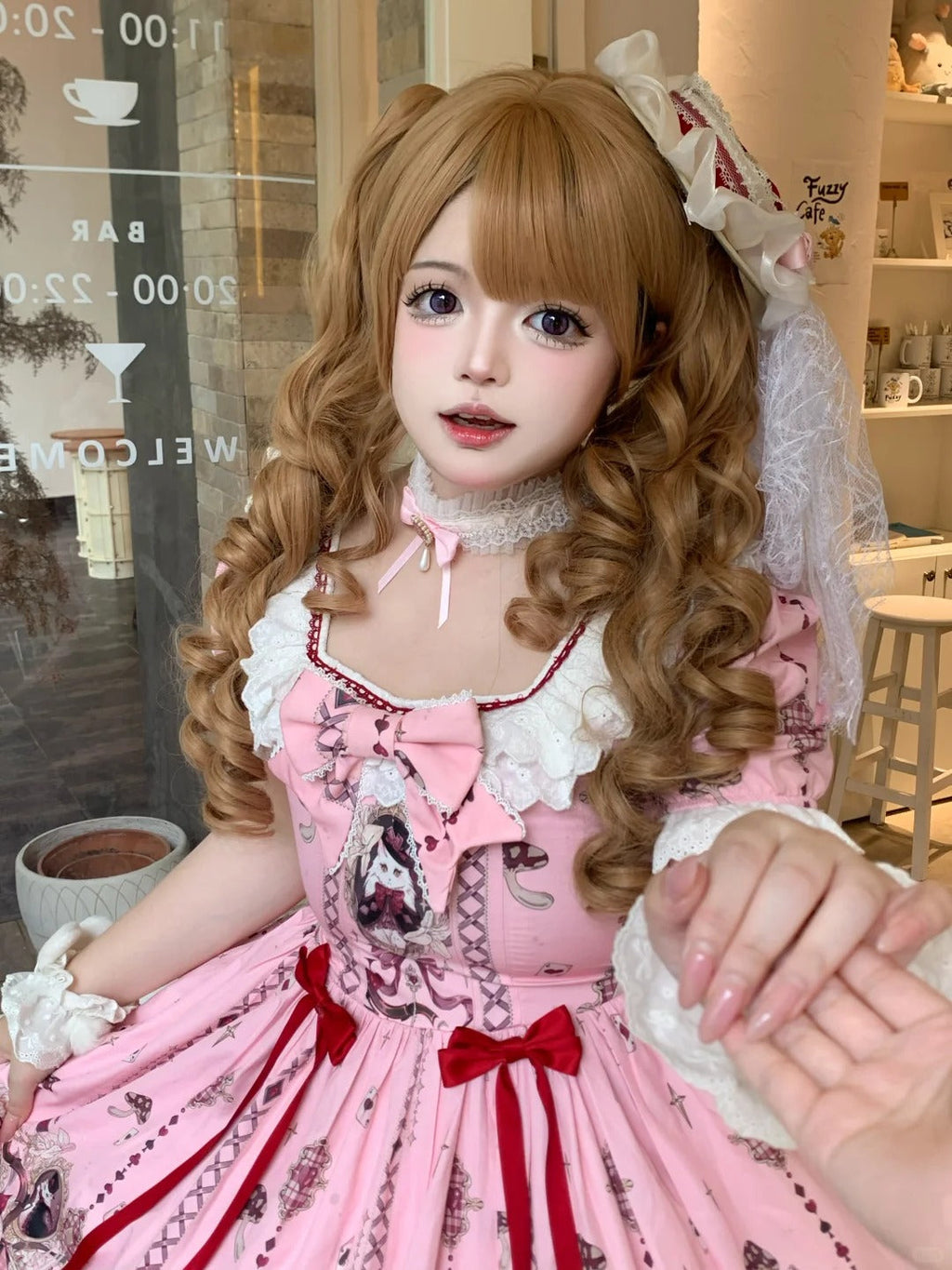 Illusion Meow Duke Pink Cat Print Sweet Lolita OP and JSK Dress and Accessories - image 5