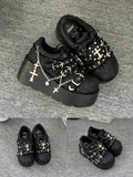 Dark Night Corridor - Punk Lolita Denim Low Platform Shoes - image 6