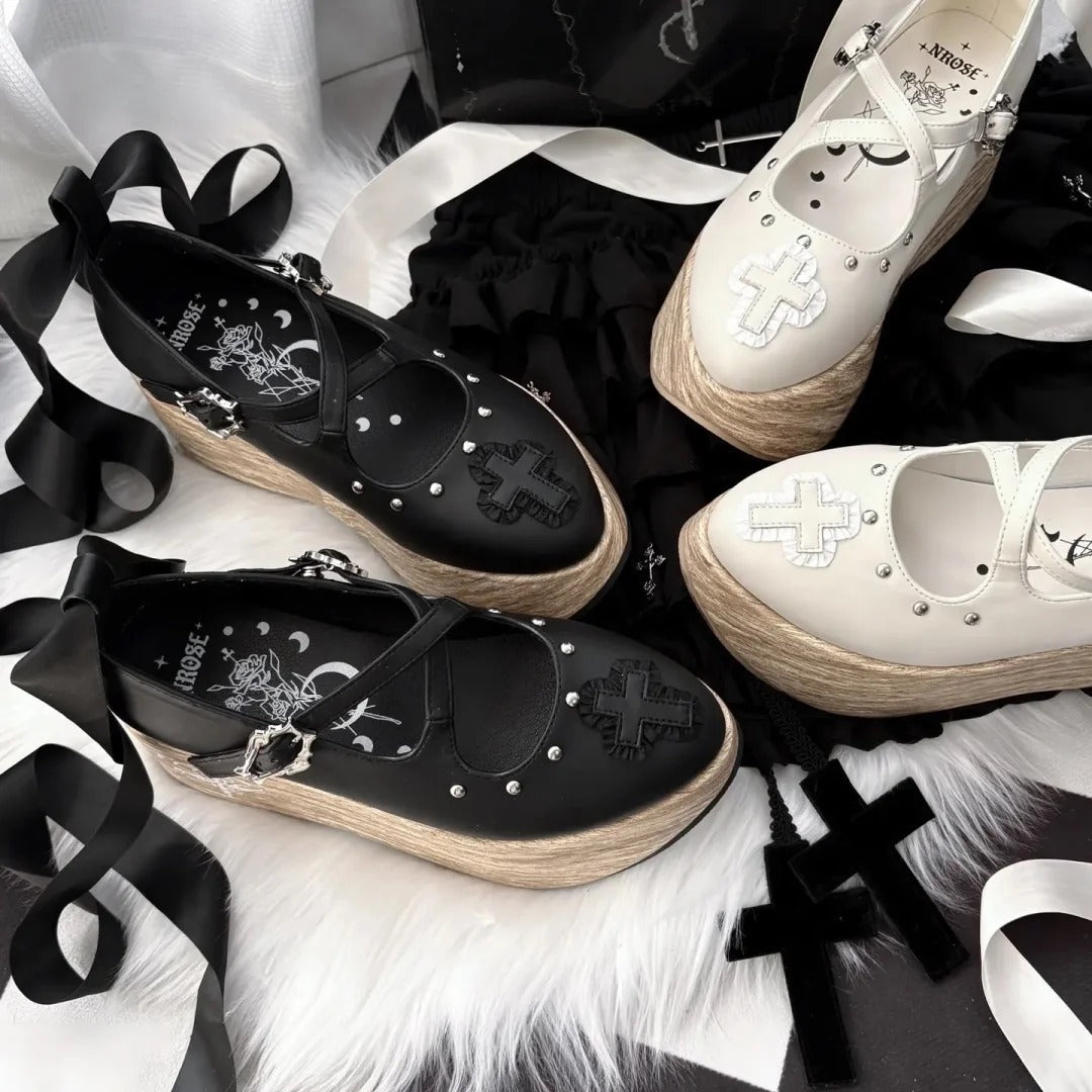 Puppet Lullaby - Gothic Cross Rocking Horse Platform Shoes - image 3