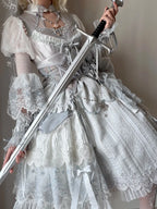 Candle Dragon Spirit - Fantasy White-Silver Lolita JSK Set - image 7