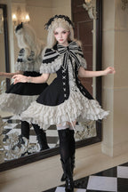 Silver Butterfly Amber - Black Gothic Lolita OP Full Set - image 3