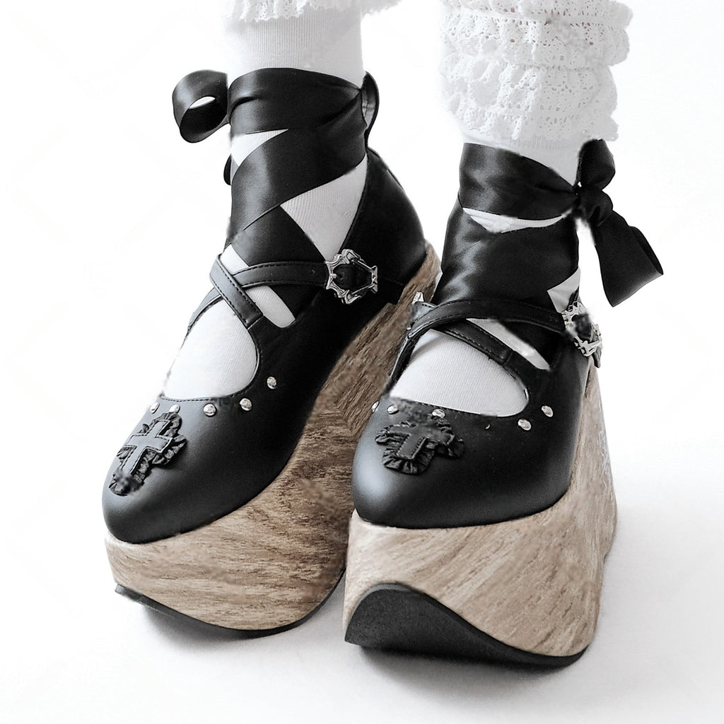 Puppet Lullaby - Gothic Cross Rocking Horse Platform Shoes - image 7