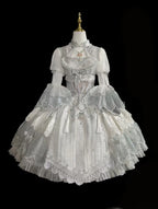 Candle Dragon Spirit - Fantasy White-Silver Lolita JSK Set - image 2