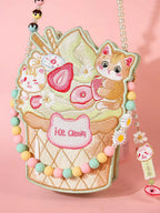 Double-Sided Ice Cream Embroidery Lolita Crossbody Bag - image 4