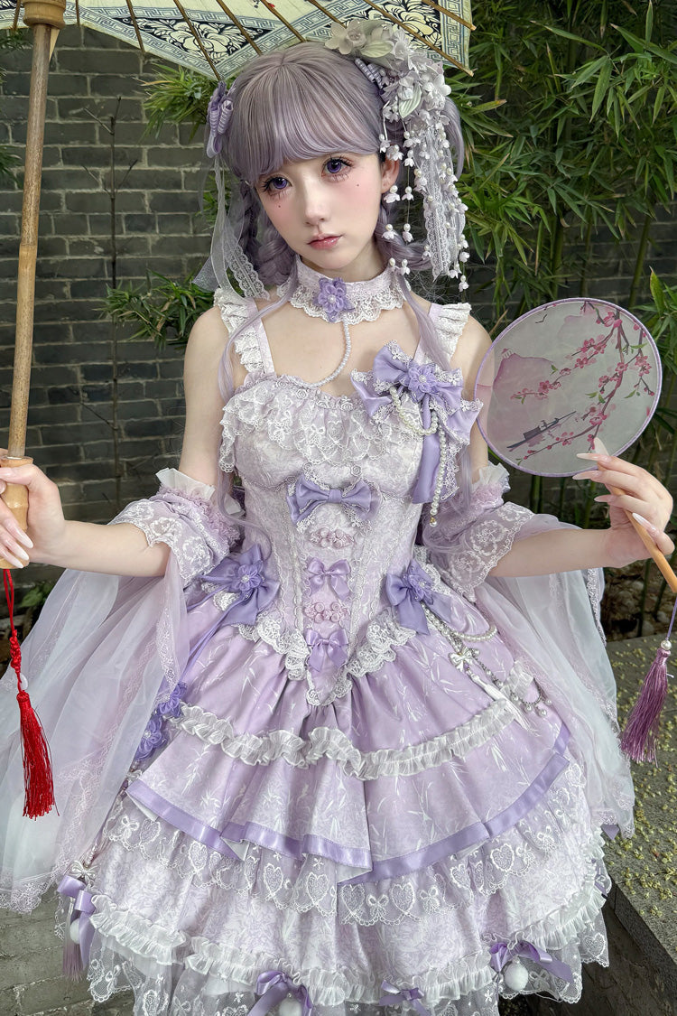Purple Prelude of Spring Cherry Sweet Lolita JSK Dress - image 4