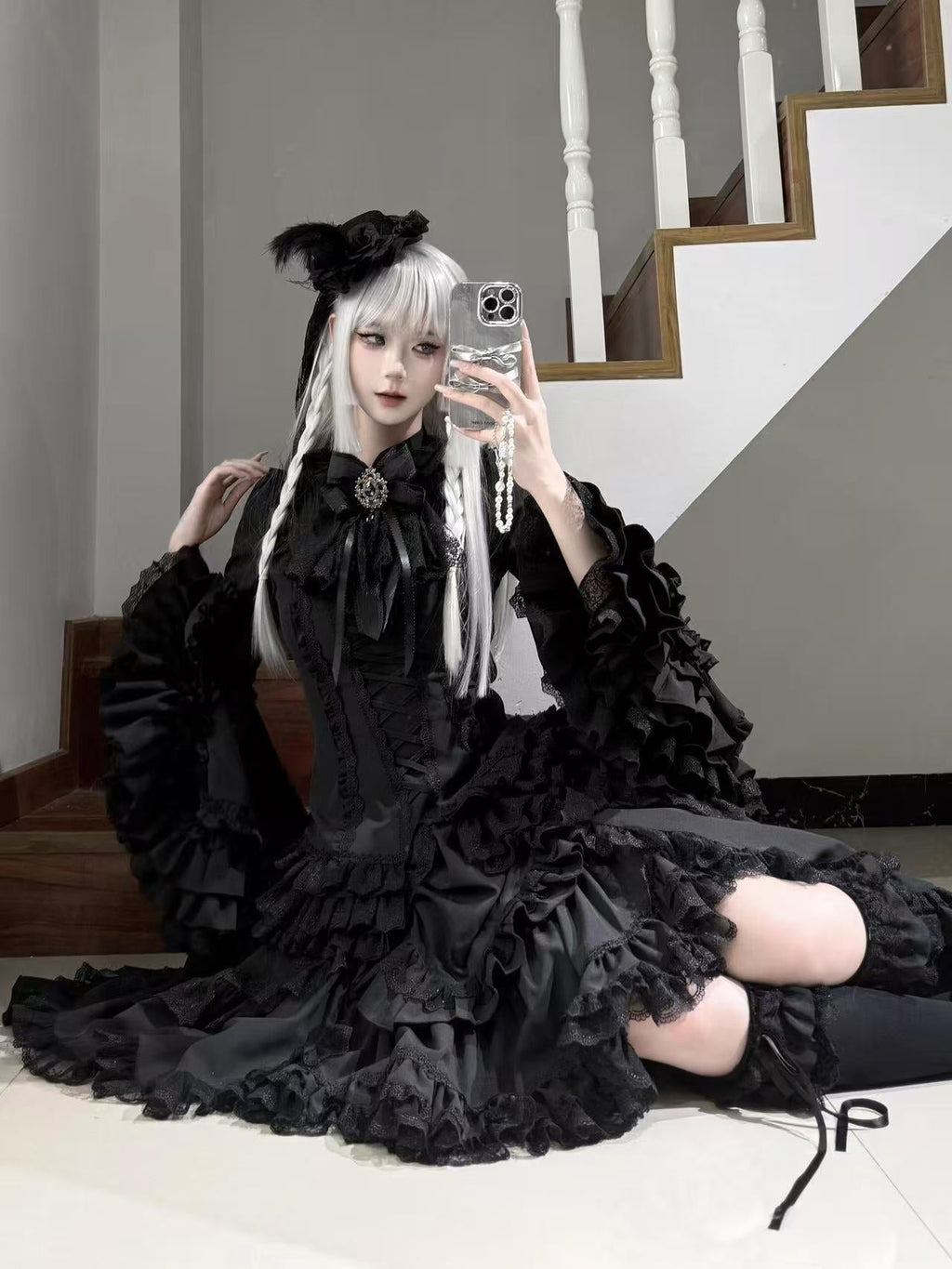 Immortal Bird Black Gothic Lolita Blouse SK Set - image 9