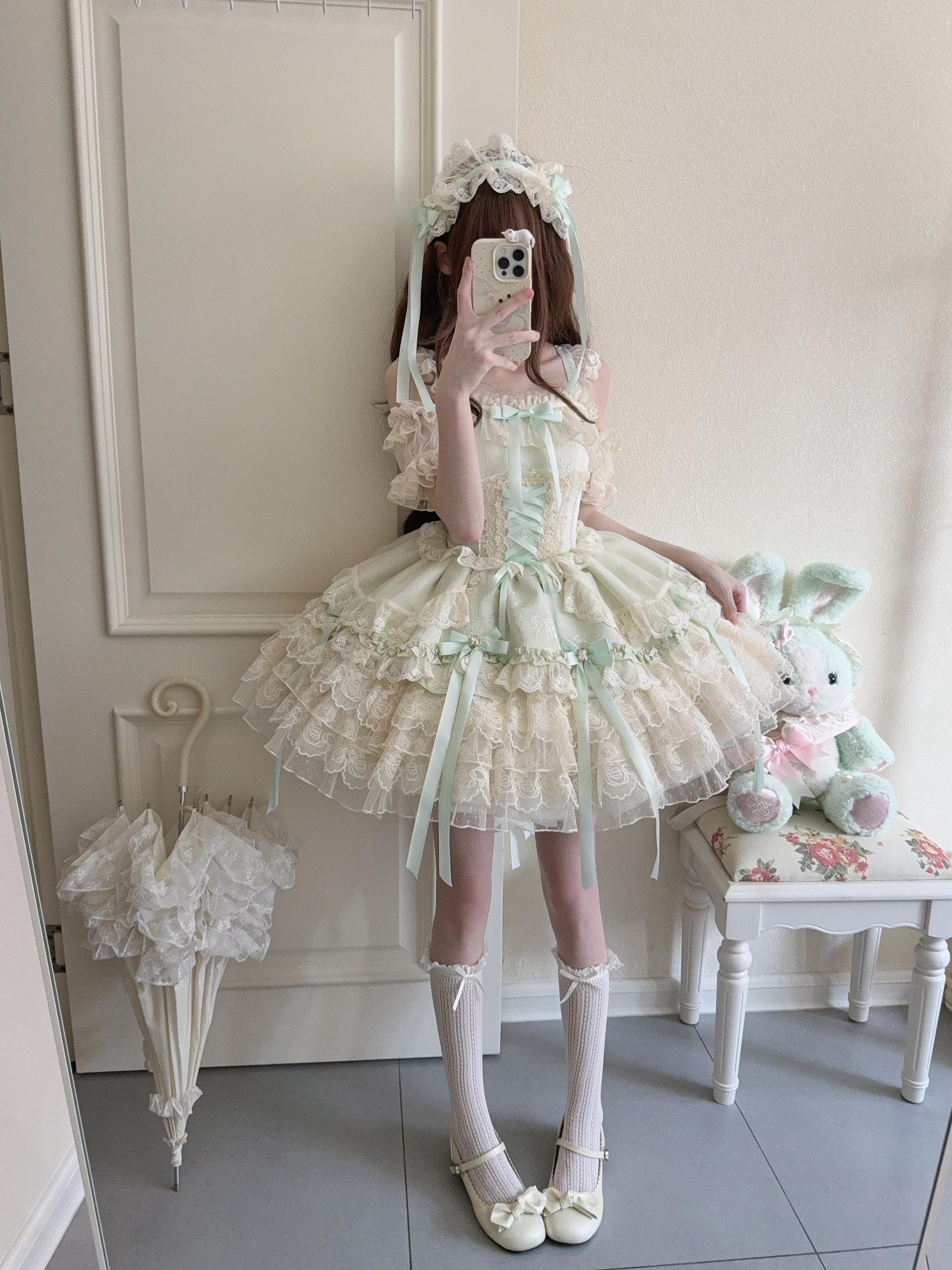 Ribbons of Love Sweet Lolita Tiered JSK Dress - image 24