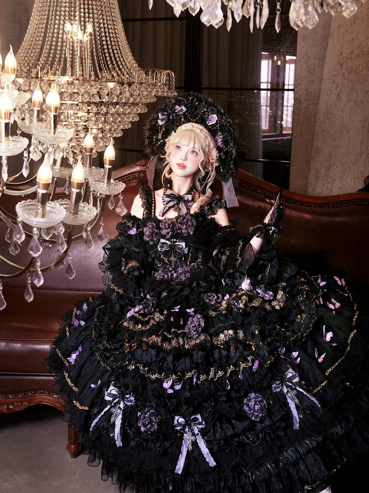 Black and Purple Ankle-Length Hanayome Hime Lolita Dress - image 5