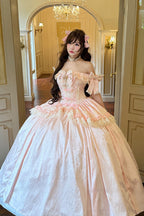 Pink White Moonlight Lover Elegant Lolita Strapless Dress - image 9