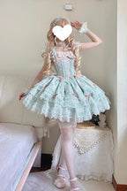 Flora Isle Butterfly Sweet Elegant Lolita JSK Dress in Green - image 12