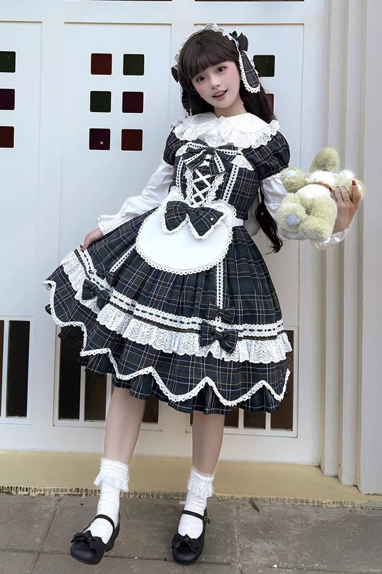 Gingham Petal Bunny - Sweet Lolita OP Dress in Green - image 6