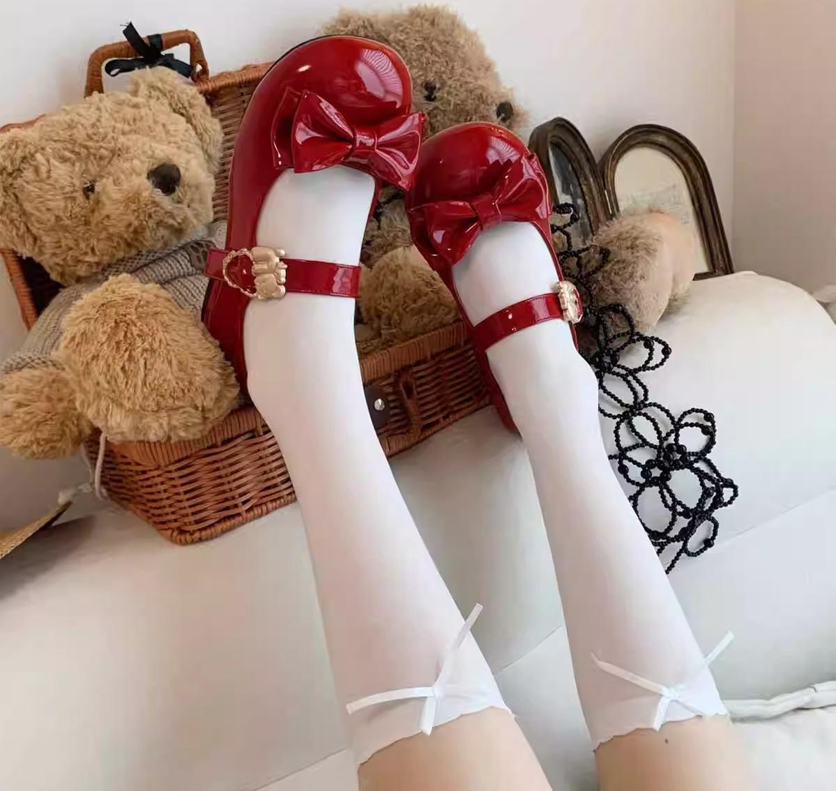 Hug Bear - Sweet Lolita Heel Shoes Bear Metal Buckle Bow Shoes - image 42