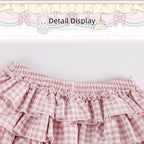 Pink Gingham Tiered Skirt with Shorts - serendipity - image 2