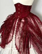 Dragon Bone Red Gothic Lolita Corset Belt - Cathedral Embroidery - image 1