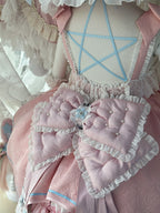 Pink and Blue High Waist Sweet Witchy Dress Lolita Jumper Skirt Full Set - image 4