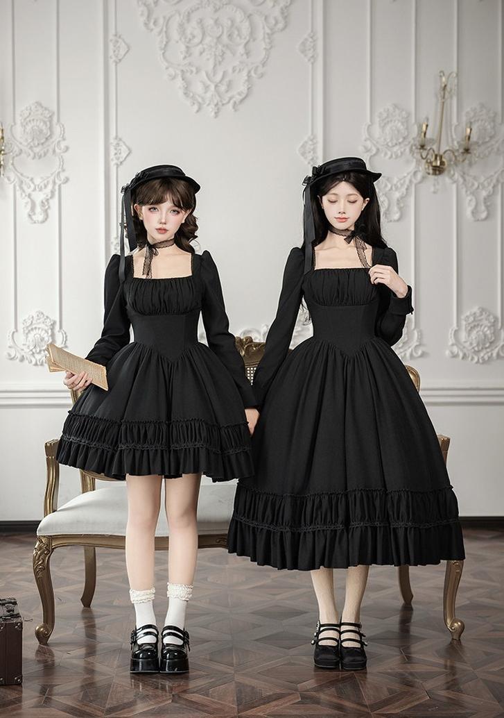 Audrey's Reply - Classic Lolita Square Neck OP, Detachable Embroidered Collar and Accessories - image 2